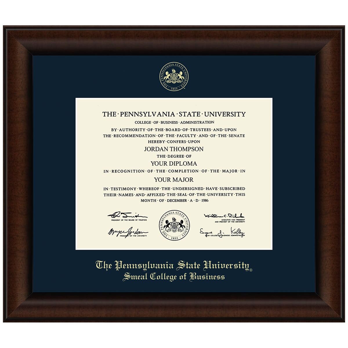#105 Smeal College of Business diploma frame Lenox (Walnut)